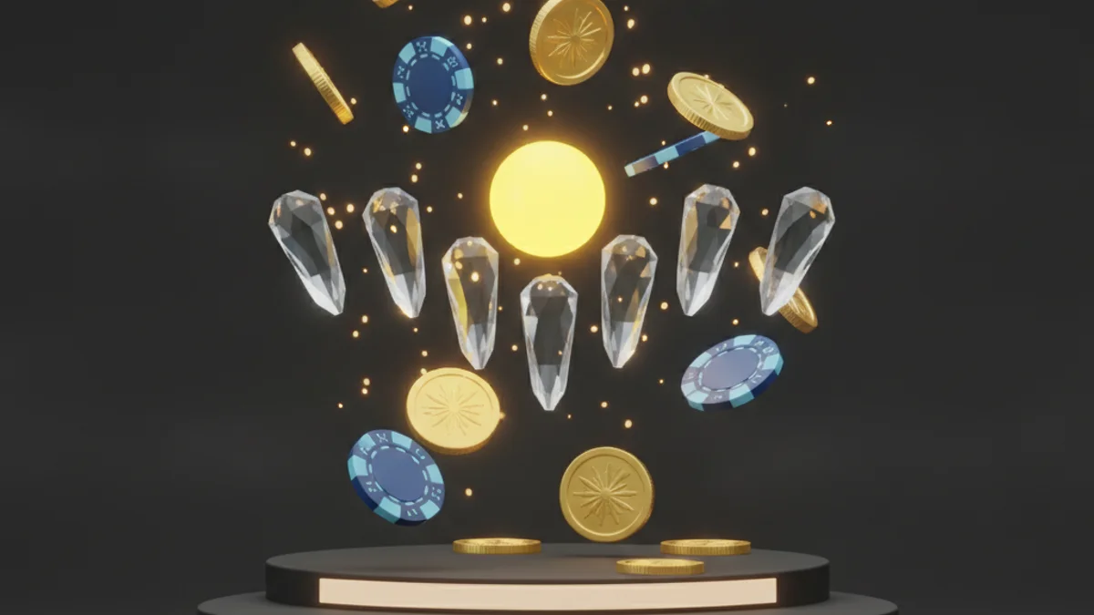 Ícones de bônus e cashback sobre uma tela de jogo de cassino